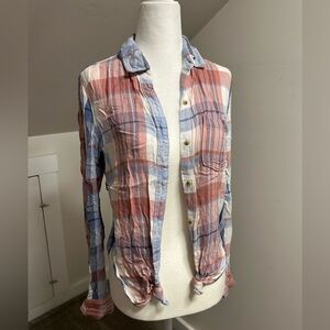 Aeropostale pink and blue flannel